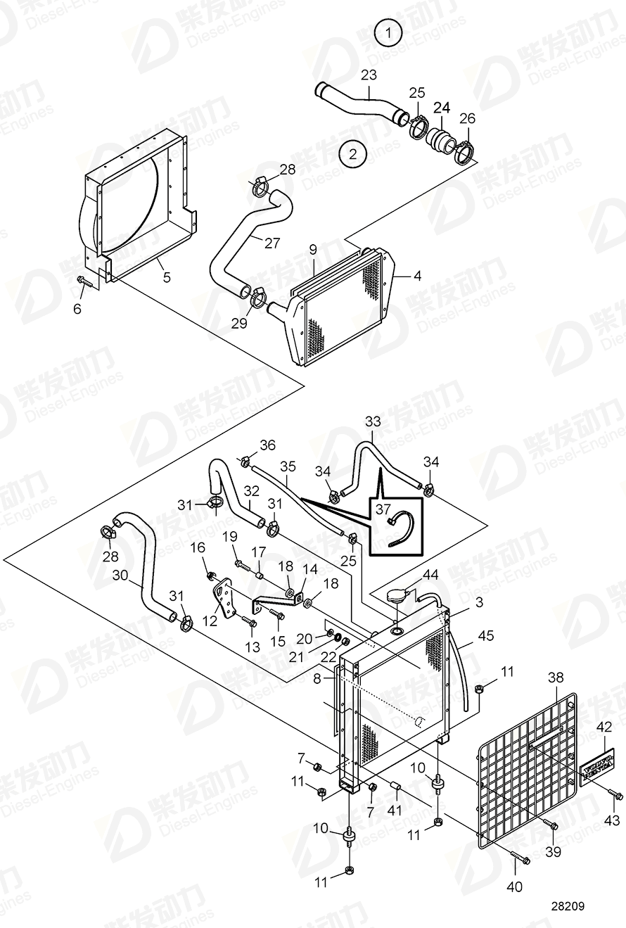 volvo penta Pipe 21769069 Drawing